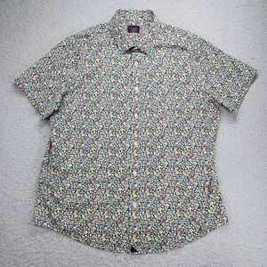 UNTUCKit Britton Shirt Mens 2XL Blue Floral Slim Fit Short Sleeve Button Up